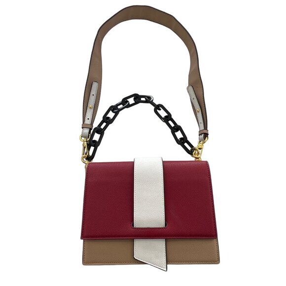 EMO Square Crossbody Handbag Size One Convertible Colorblock Leather Purse - Picture 1 of 8